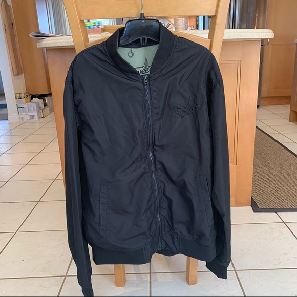 Unisex XL Tweed Black Bomber Jacket with Green Lining - Picture 2 of 7